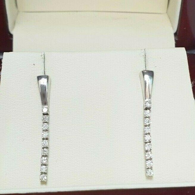 9ct White Gold Diamonds Line Of Love Drop Earrings 0.15cts