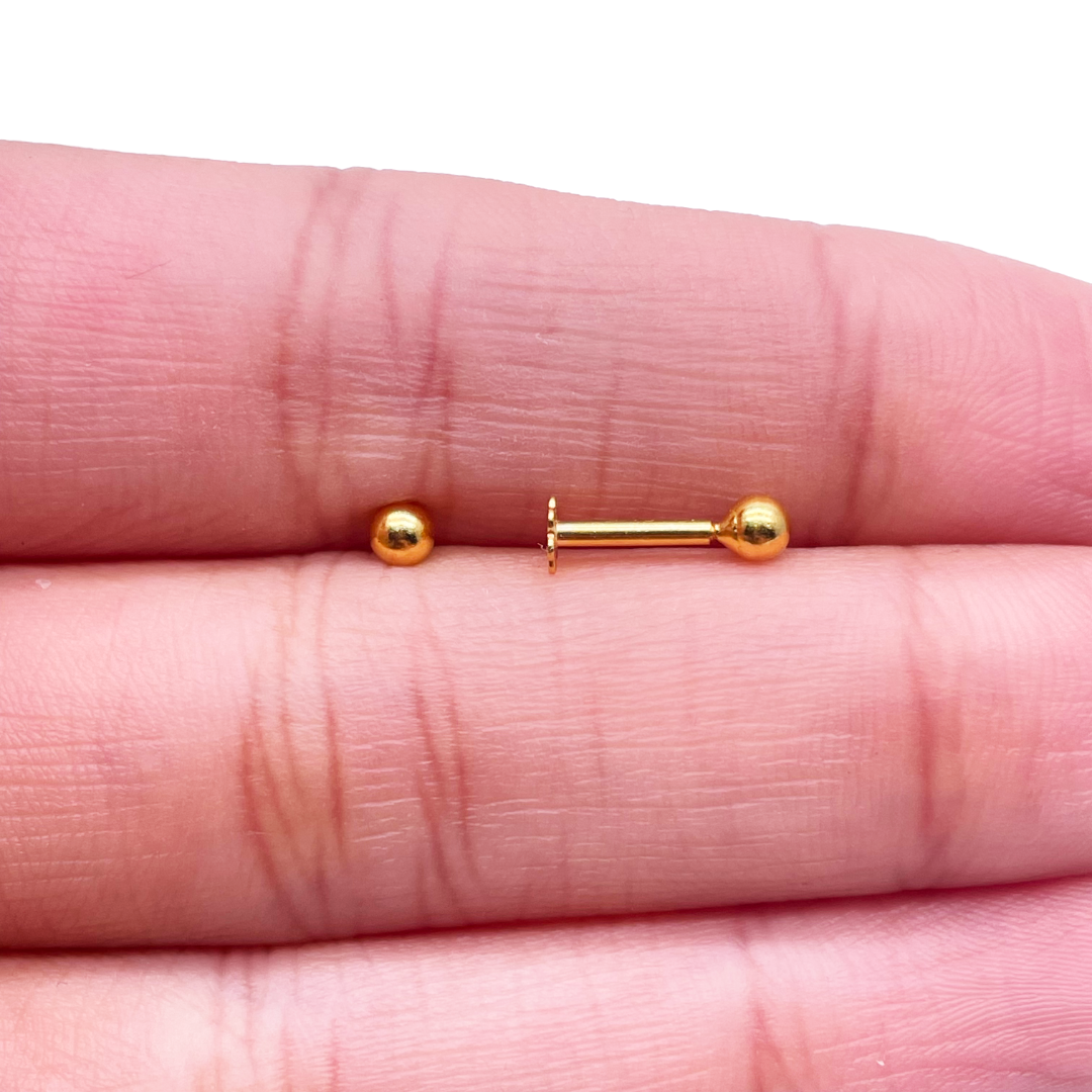 22ct Yellow Plain Gold Round Ball Children's Earrings 2.5mm