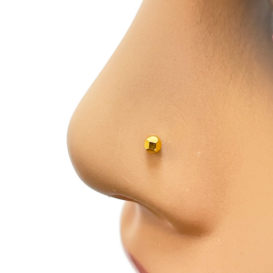 22ct Yellow Gold Plain Gold Diamond Cut design Nose Stud 2.3 MM