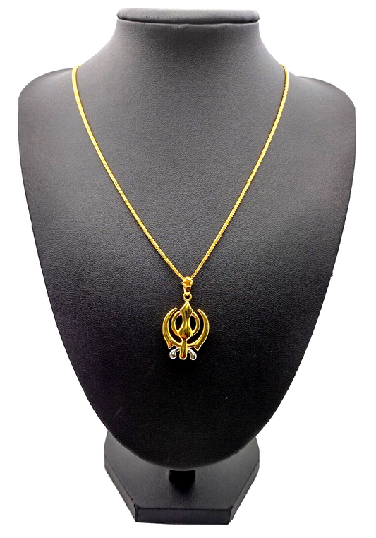 18ct Yellow Gold Sikh Khanda Pendant 2.8gm