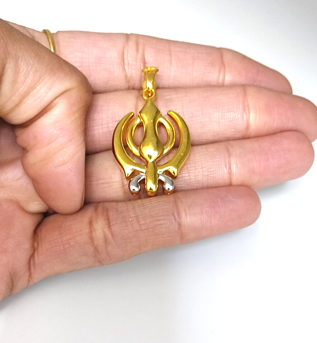 18ct Yellow Gold Sikh Khanda Pendant 2.8gm