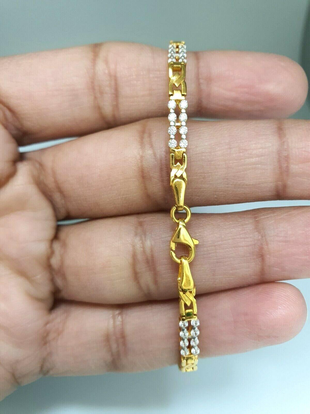 22ct / 22K Yellow Gold & CZ Fancy Ladies Bracelet 7 Inches 916