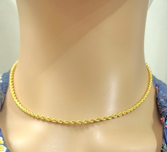 22ct / 22K Yellow Gold Mens/Ladies Lightweight Rope Chain Necklace 16'' inches 