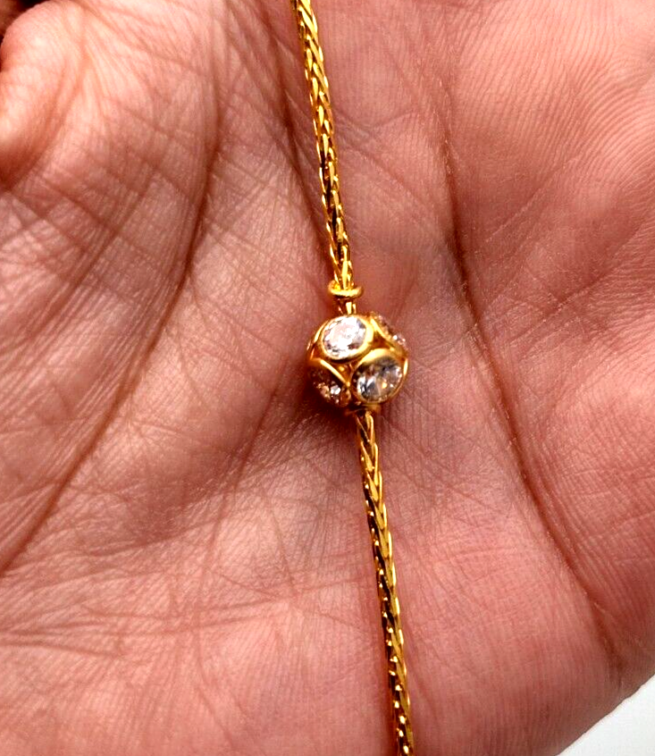 22ct Yellow Gold & Cubic Zirconia Glitter Ball Ladies Bracelet 6.5 inches