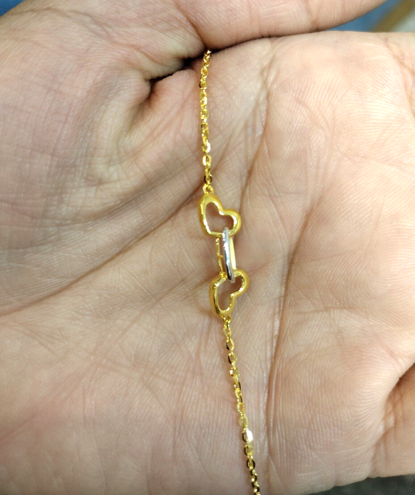 22ct Yellow Gold Fancy Heart Ladies Bracelet 7'' inches 916