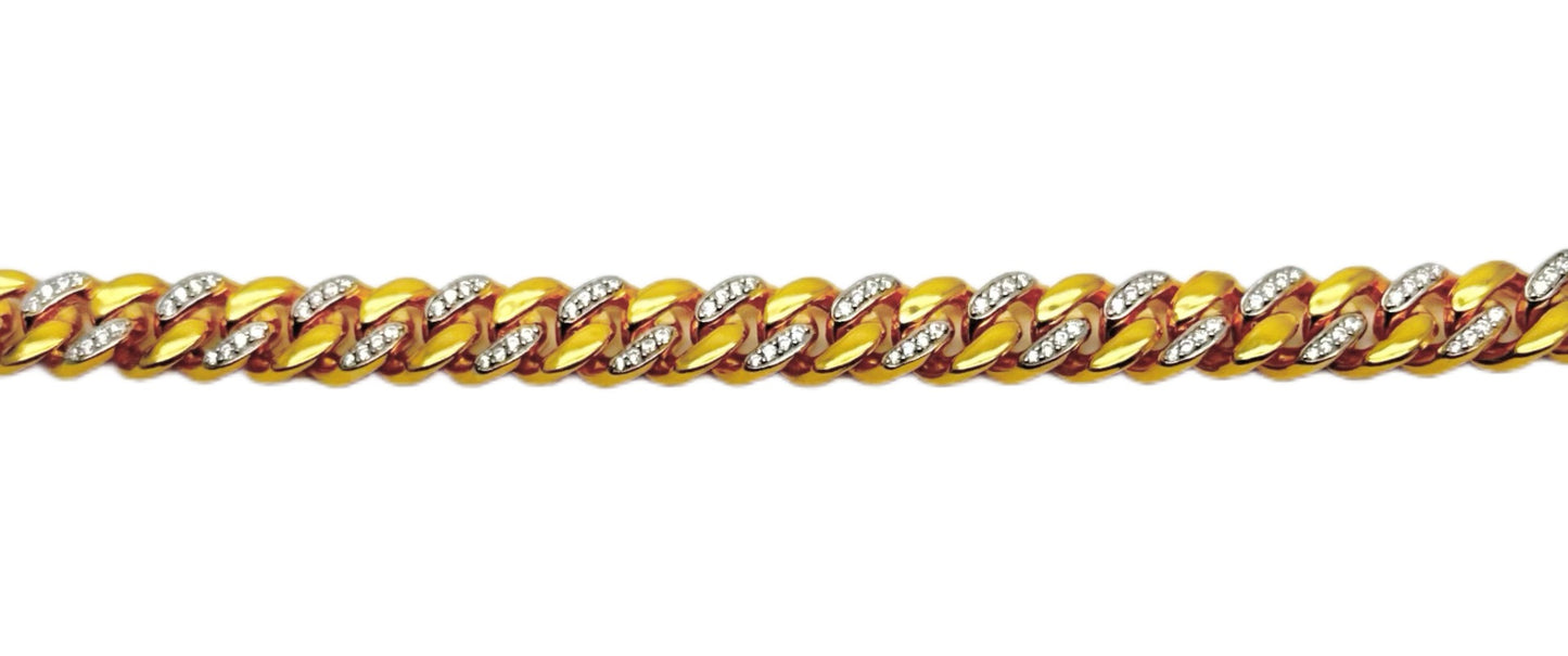 22Ct / 22K Yellow Gold & CZ Gents/Mens Curb Heavy Bracelet 8 inches