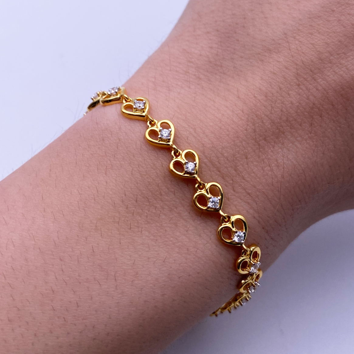 22ct Yellow Gold & CZ Fancy Ladies Bracelet 7 inches 916