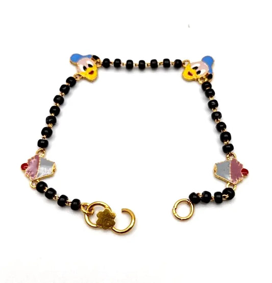 22ct Yellow Gold Baby Bracelet Black & Gold Beads Maniya / Manka / Nazariya 