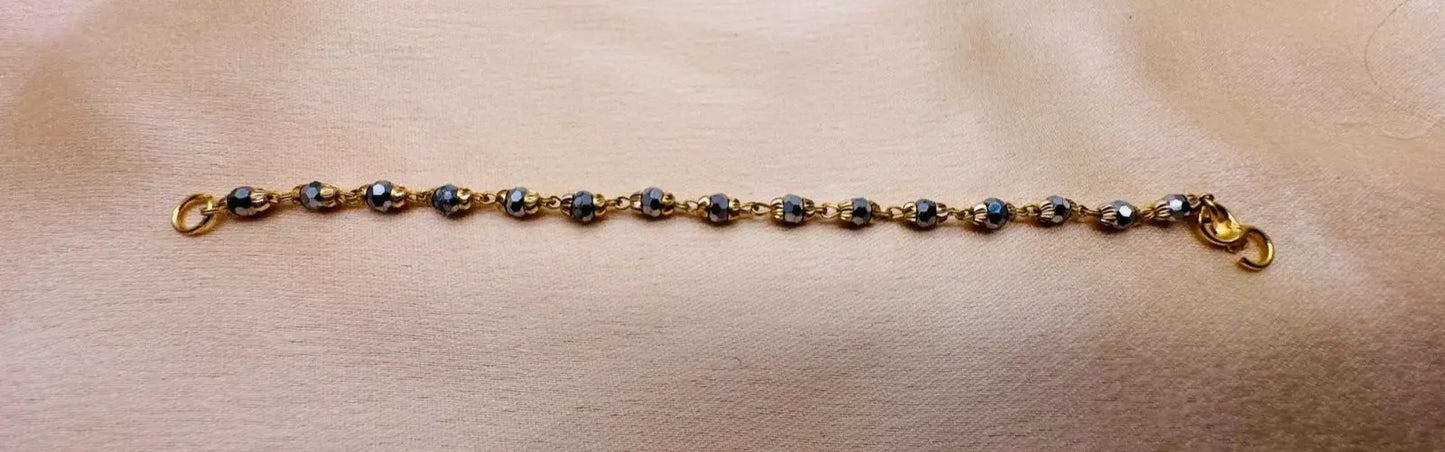 22ct Yellow Gold Baby Bracelet Black & Gold Beads  (Maniya / Manka / Nazariya) 