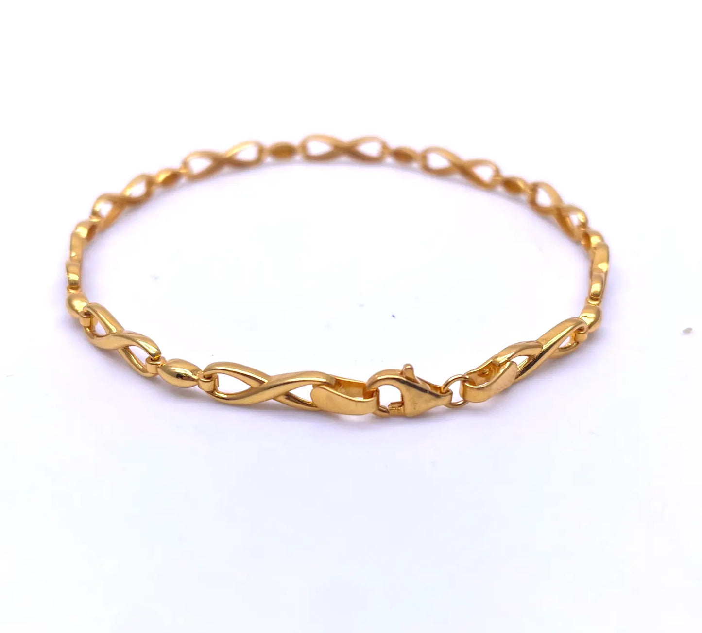 22ct Yellow Gold Flat High Polished Infinity Style Bracelet 7.2'' inches 