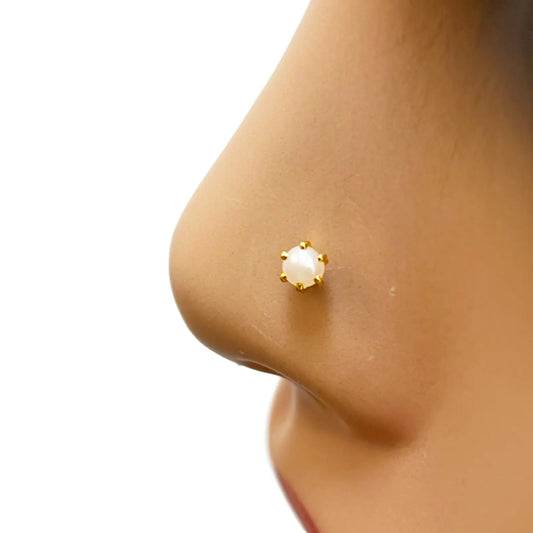 22ct Yellow Gold Freshwater Pearl Claw Single Nose Stud 3.9mm 