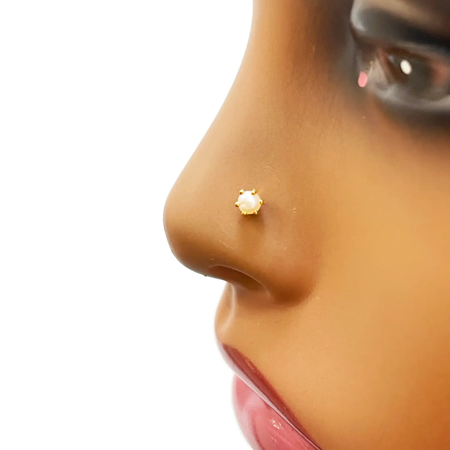 22ct Yellow Gold Freshwater Pearl Claw Single Nose Stud 4.1mm 