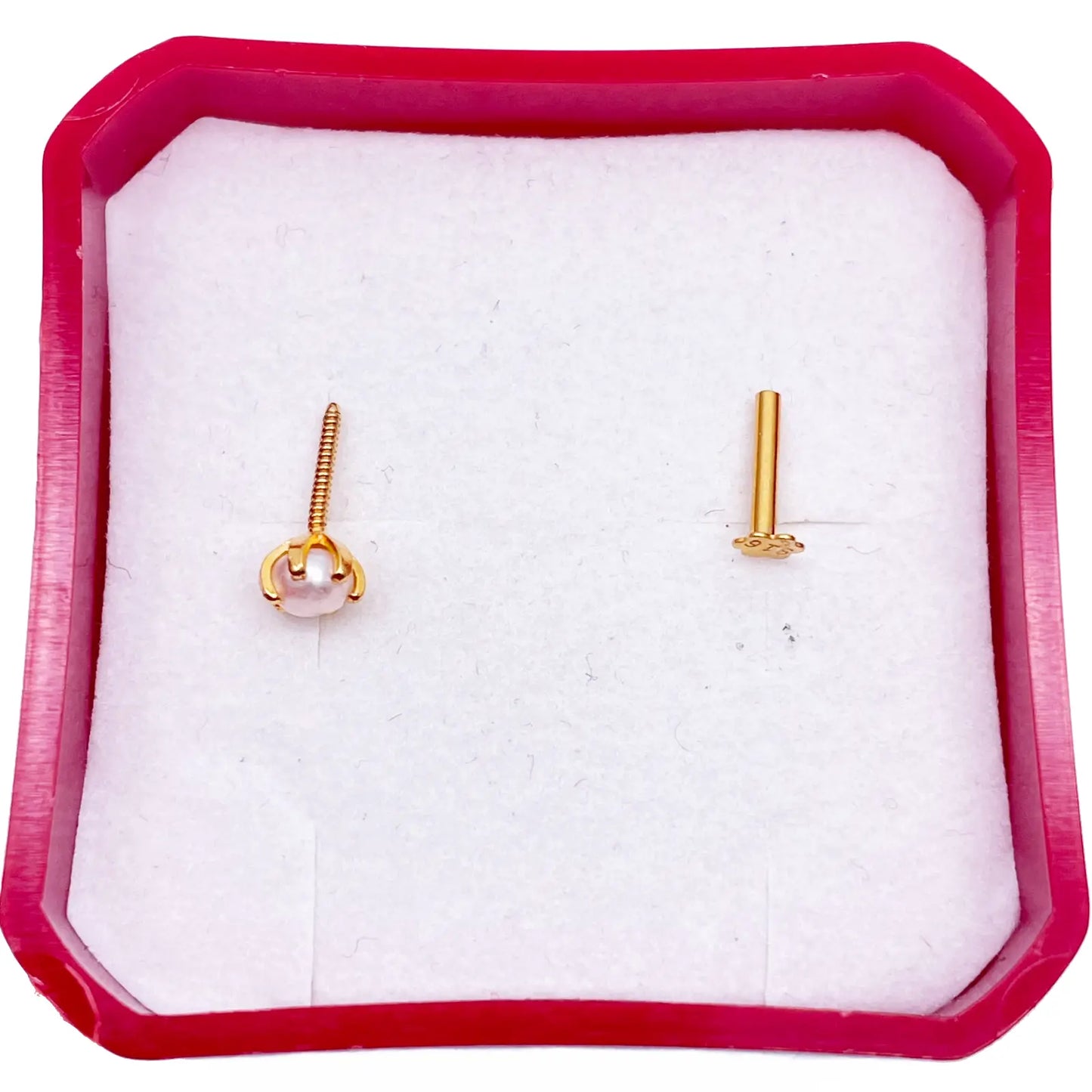 22ct Yellow Gold Freshwater Pearl Claw Single Nose Stud 4.1mm 