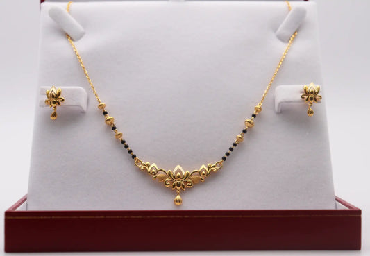 22ct Yellow Gold Ladies Mangalsutra Necklace and Earrings Set 20'' inch  Mangalsutra Chains