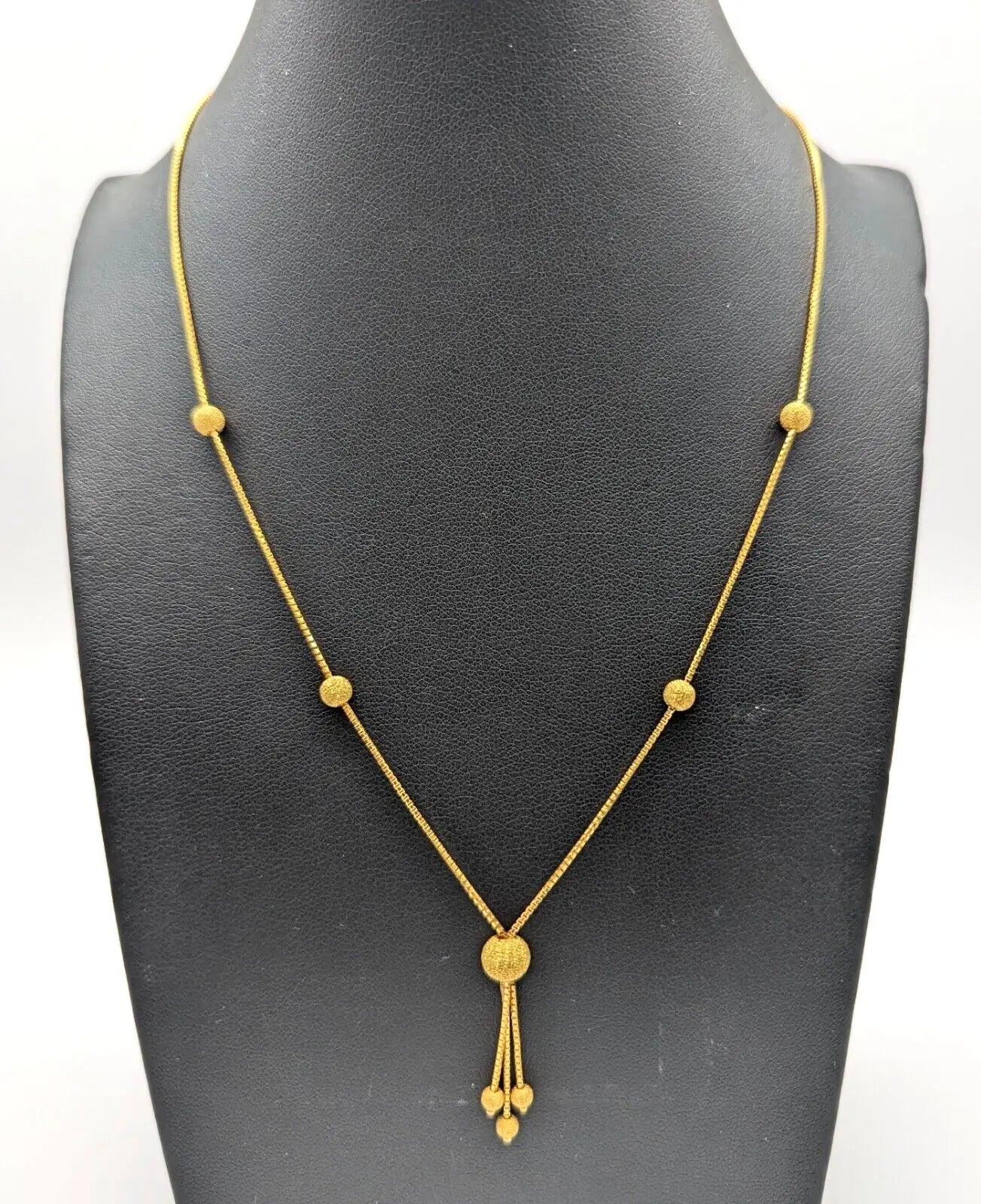 22ct Yellow Gold Light Weight Glitter Ball Chain Necklace 16''  inches 