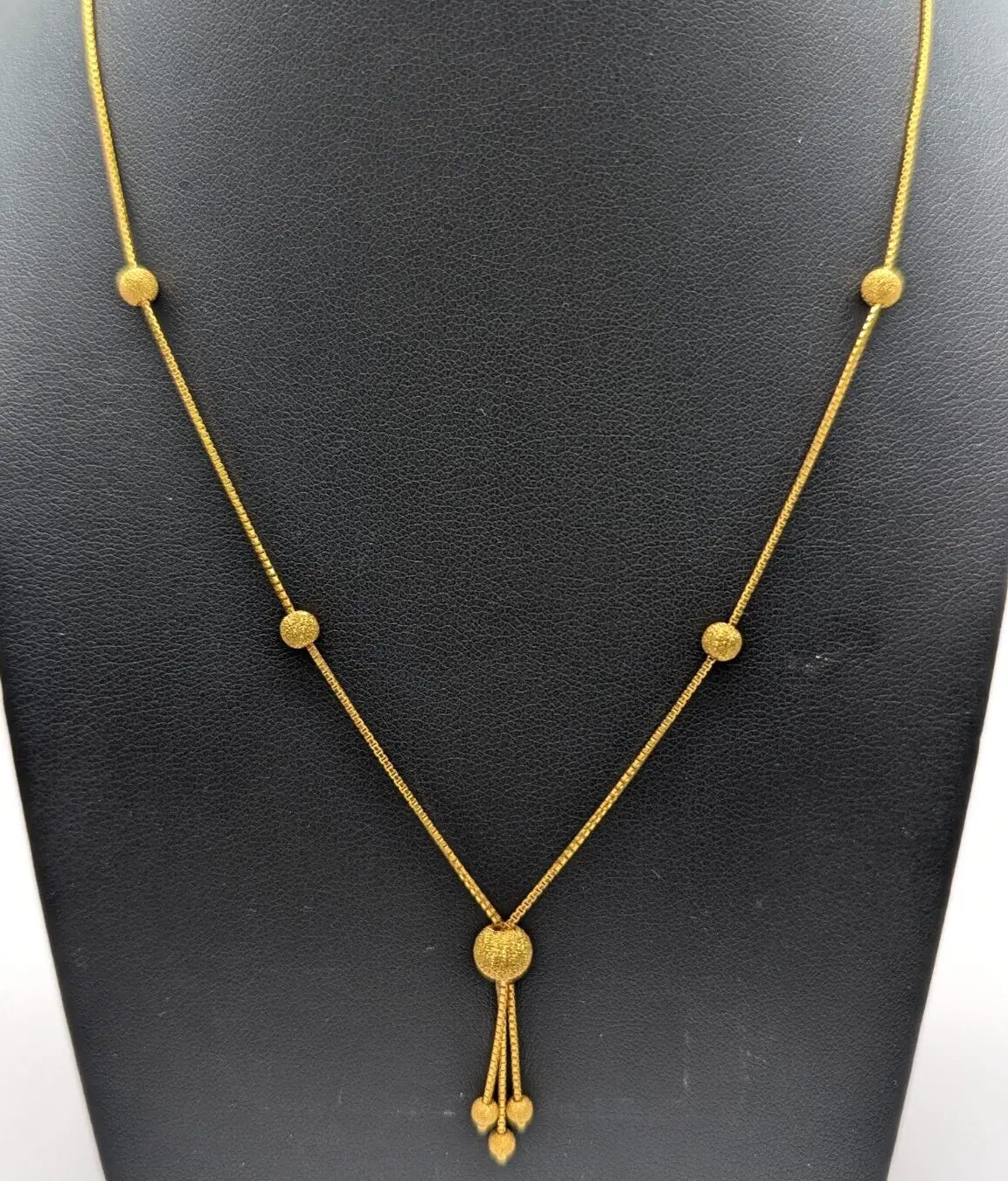 22ct Yellow Gold Light Weight Glitter Ball Chain Necklace 16''  inches 