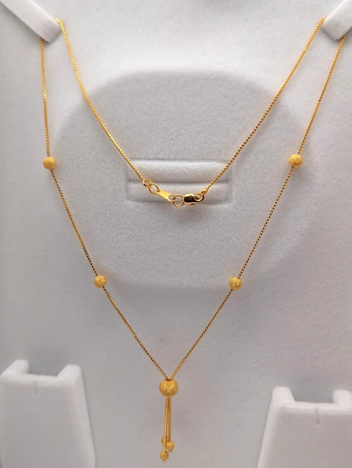 22ct Yellow Gold Light Weight Glitter Ball Chain Necklace 16''  inches 