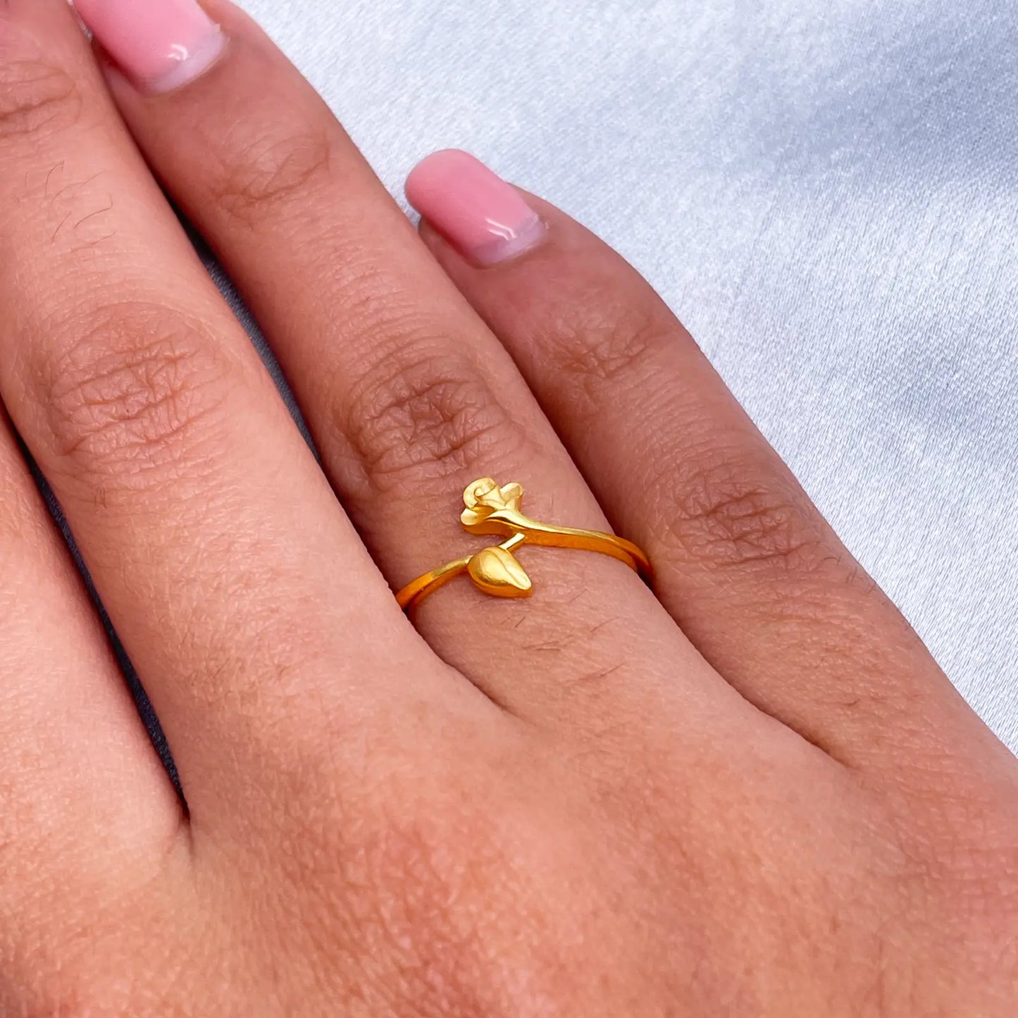 22ct Yellow Gold Polished & Matt Rose Minimalist Ring 
