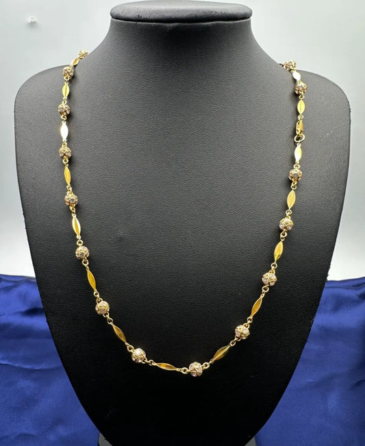 22ct Yellow Gold & Cubic Zirconia Glitter Ball Long Chain Necklace, 26 inch 