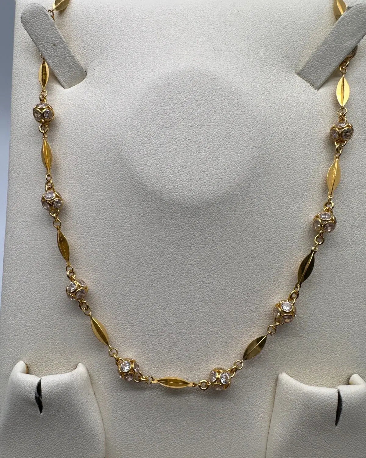 22ct Yellow Gold & Cubic Zirconia Glitter Ball Long Chain Necklace, 26 inch 