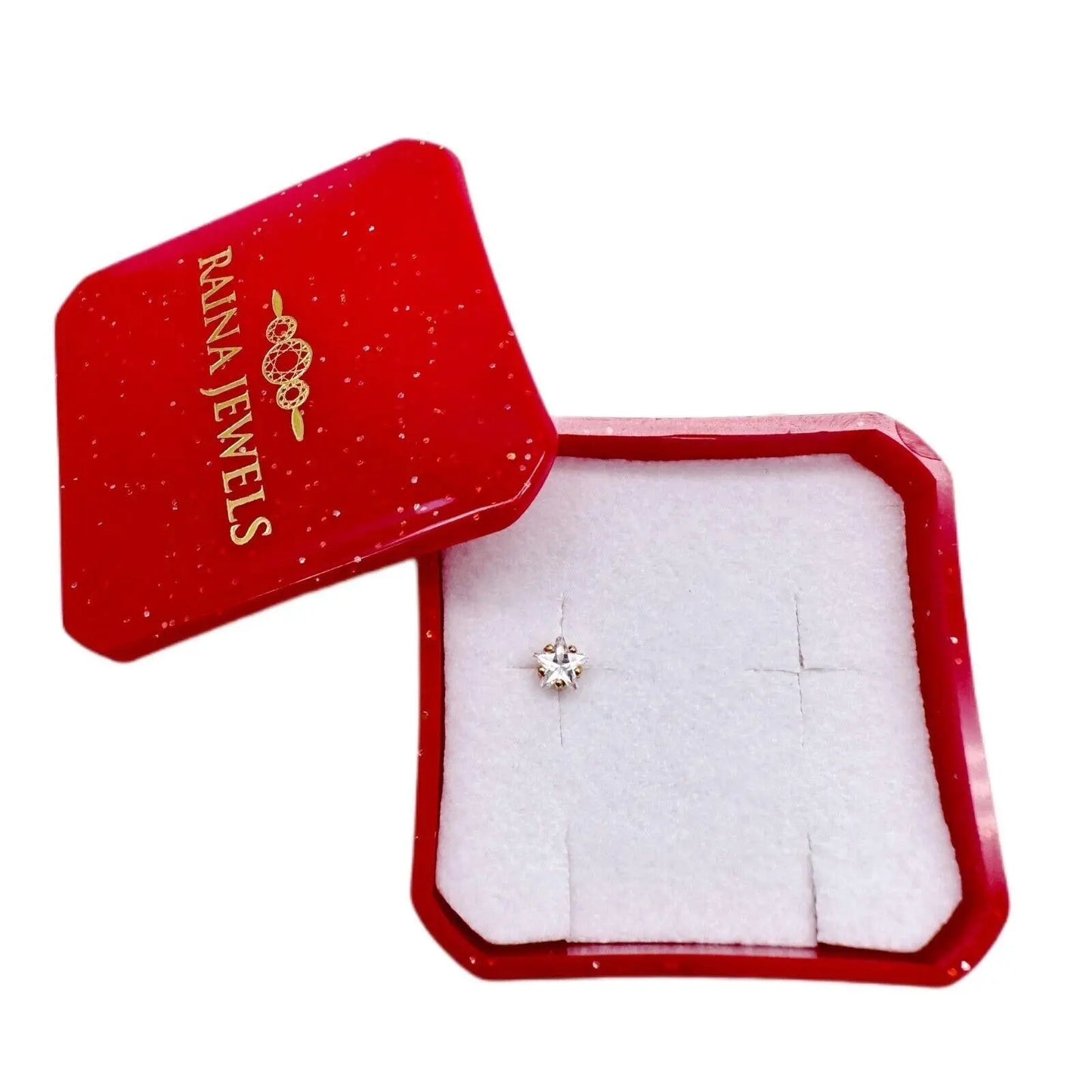 22ct Yellow Gold & Cubic Zirconia Nose Studs/Nose Pin Screw Back (3MM-4.5MM) 