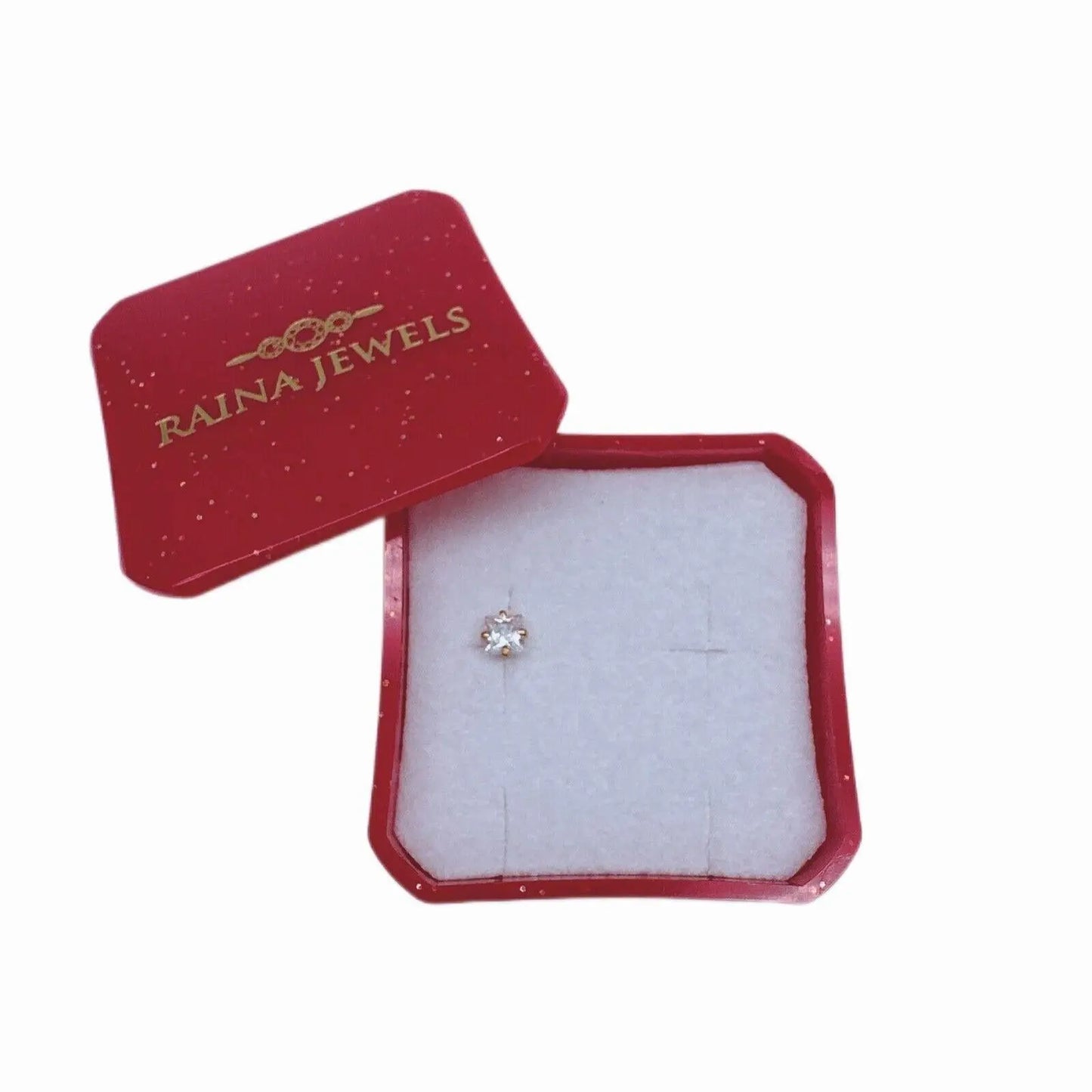 22ct Yellow Gold & Cubic Zirconia Nose Studs/Nose Pin/Screw Back (3MM-4MM) 