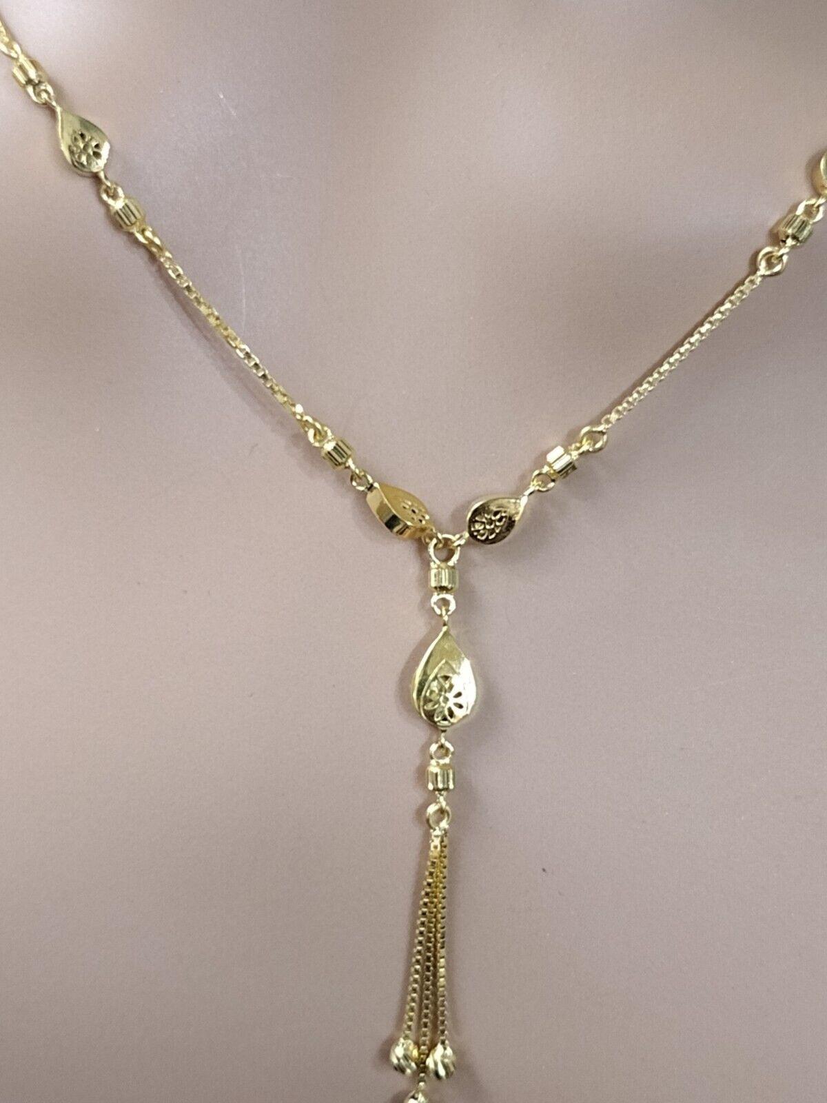 22ct Yellow Gold Ladies Necklace and Earrings Set 19.5'' inch