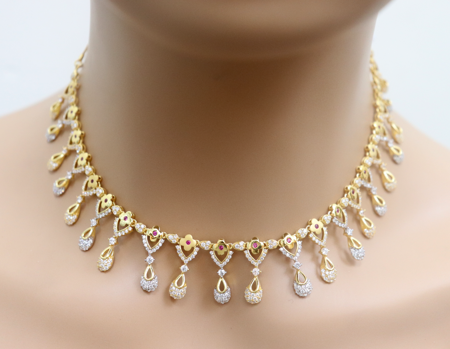 22ct Yellow Gold & CZ Necklace & Earrings Set