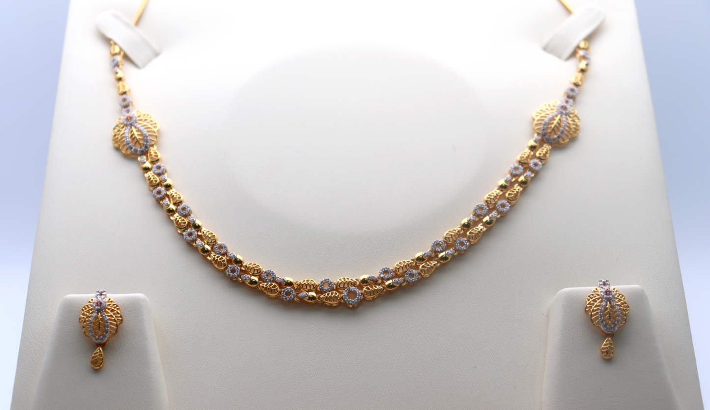 22ct Yellow Gold & Cubic Zirconia (CZ) Necklace & Earrings Set