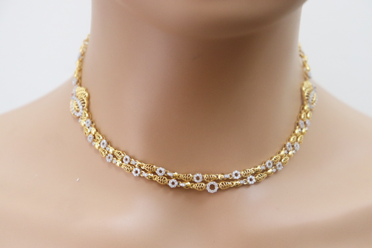 22ct Yellow Gold & Cubic Zirconia (CZ) Necklace & Earrings Set