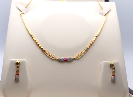 22ct Yellow Gold & Cubic Zirconia (CZ) Necklace & Earrings Set