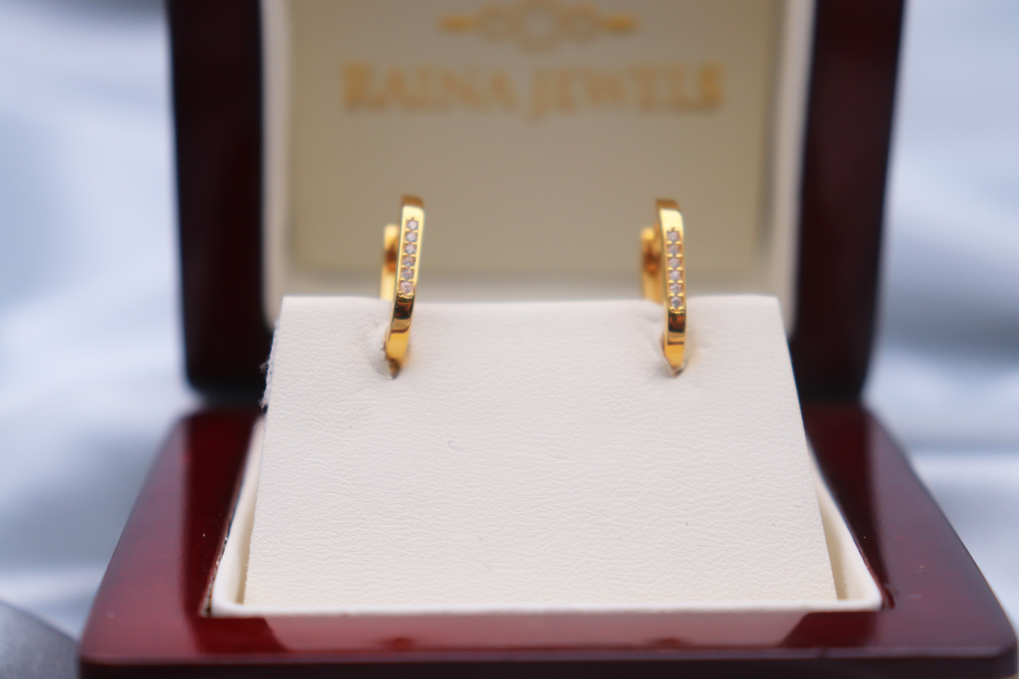 22ct Yellow Gold & Cubic Zirconia (CZ) Paper Clip Hoop Earrings