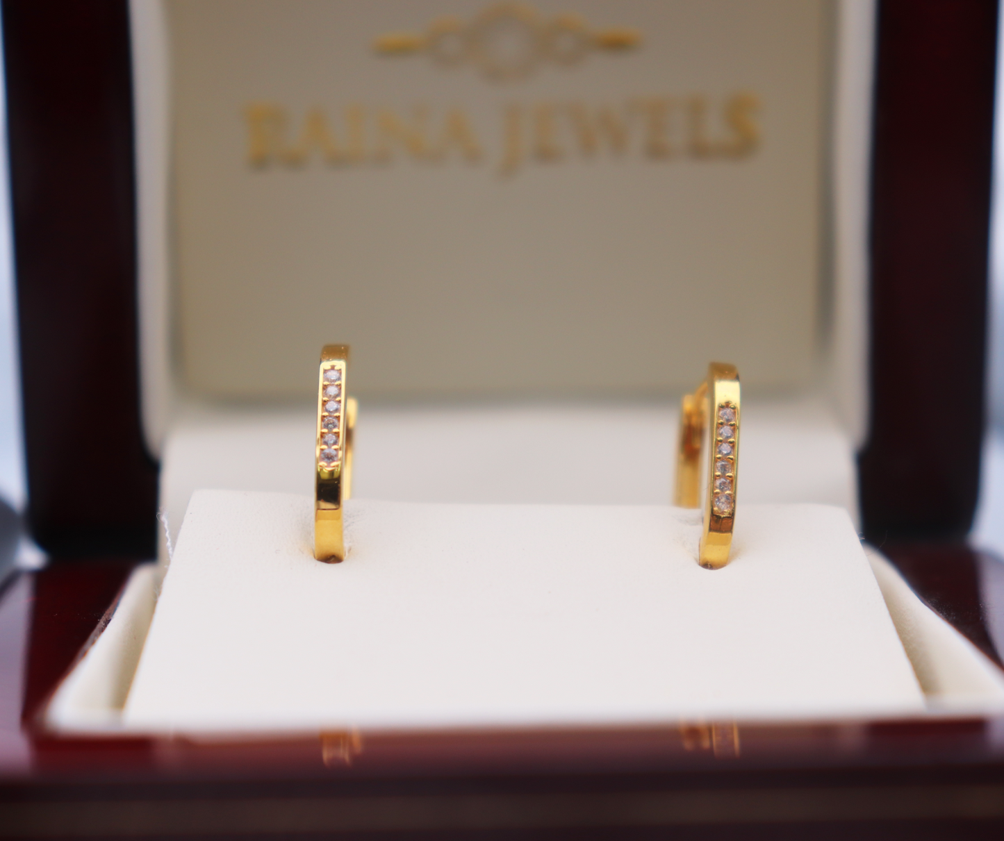 22ct Yellow Gold & Cubic Zirconia (CZ) Paper Clip Hoop Earrings