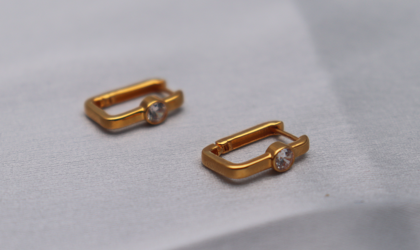 22ct Yellow Gold  Paper Clip Hoop Earrings