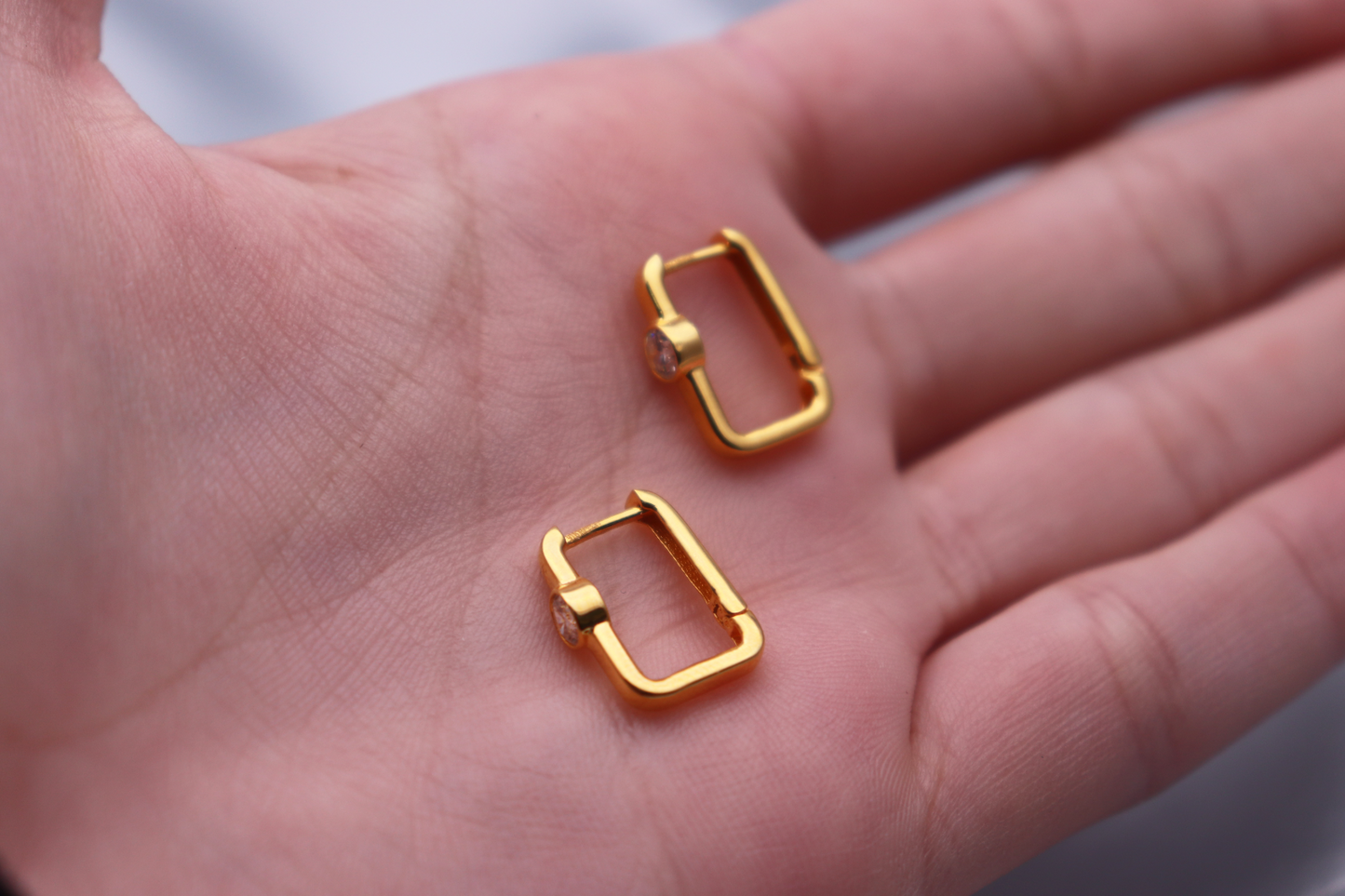 22ct Yellow Gold  Paper Clip Hoop Earrings