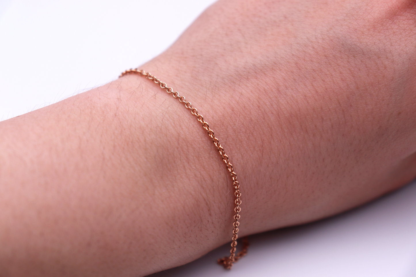 18ct Rose Gold Trace Chain Bracelet 7.5 inches Hallmarked 1.9gms