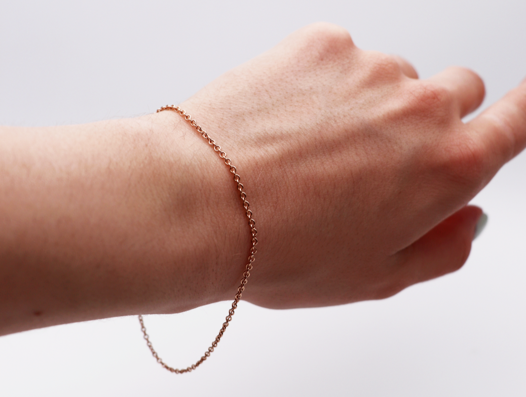 18ct Rose Gold Trace Chain Bracelet 7.5 inches Hallmarked 1.9gms