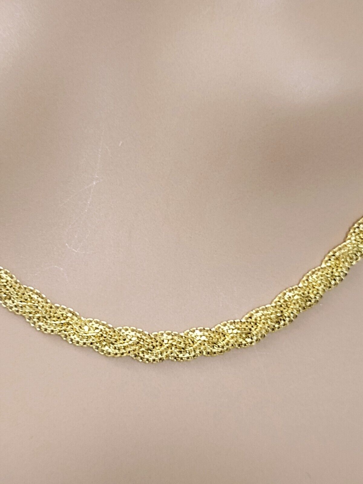 22ct Yellow Gold Filigree Braided Fox Necklace 20"inches 4.8mm Width