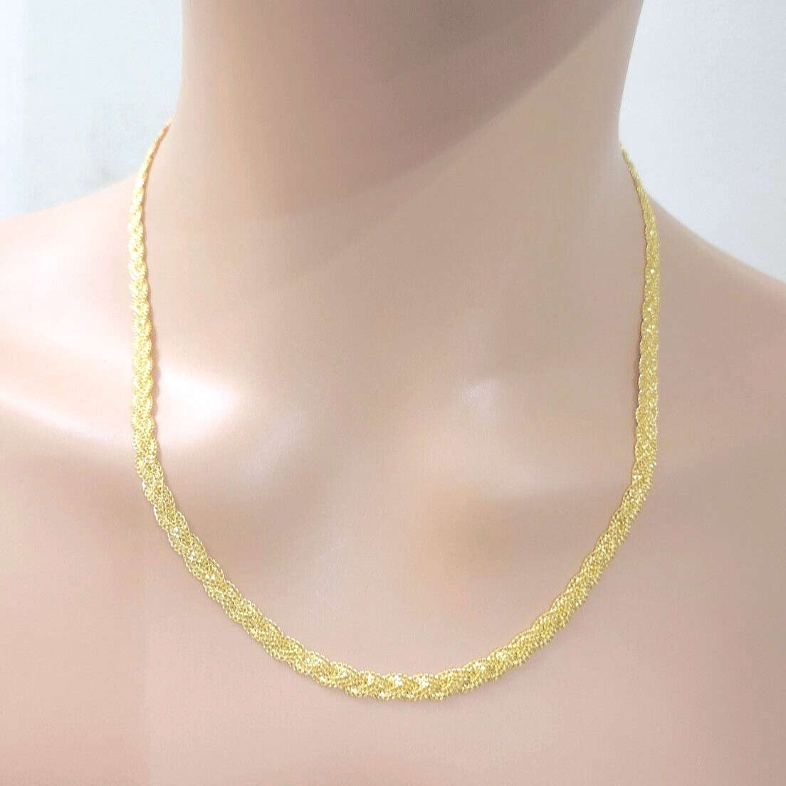 22ct Yellow Gold Filigree Braided Fox Necklace 20"inches 4.8mm Width