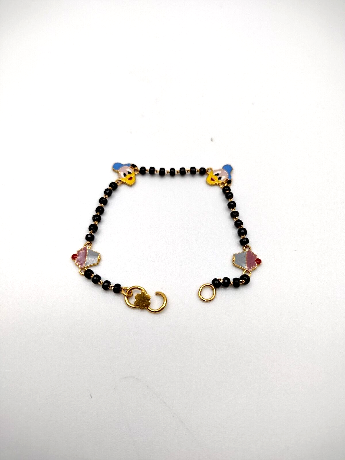 22ct Yellow Gold Baby Bracelet Black & Gold Beads Maniya / Manka / Nazariya