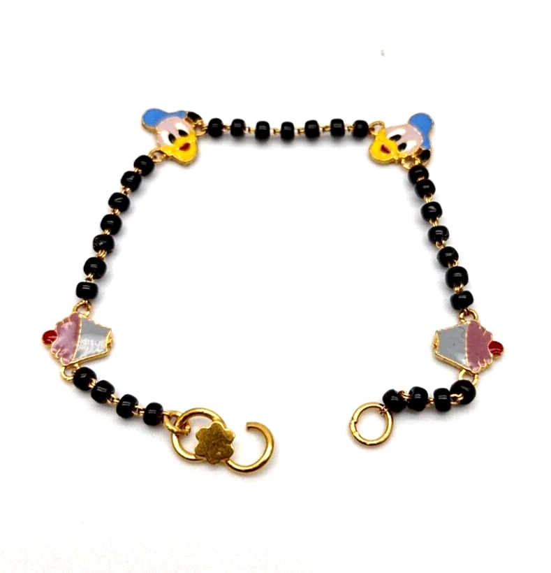 22ct Yellow Gold Baby Bracelet Black & Gold Beads Maniya / Manka / Nazariya