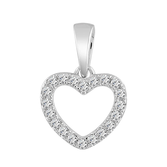 9ct White Gold & Natural Diamonds Heart Pendant with 9ct Chain 0.13ct