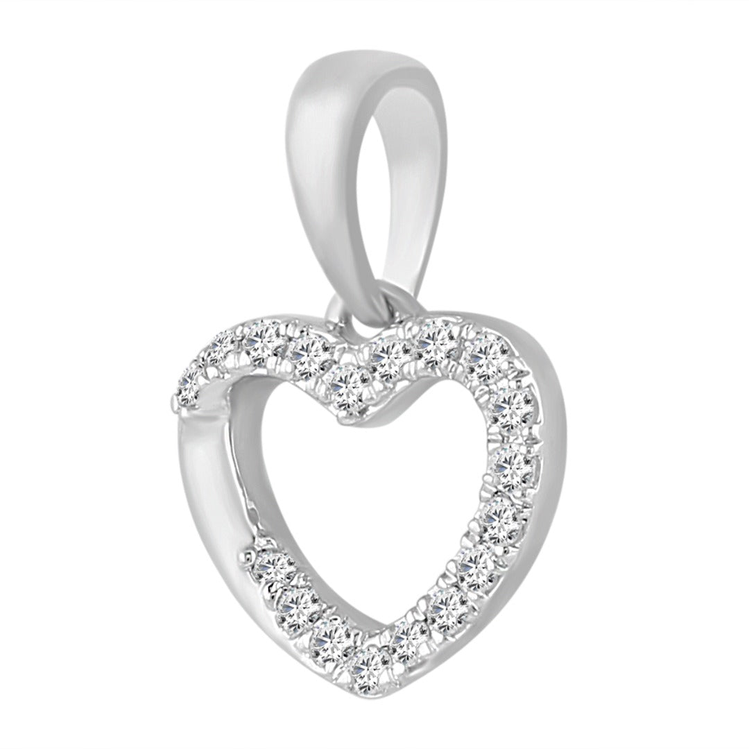 9ct White Gold & Natural Diamonds Heart Pendant with 9ct Chain 0.11ct