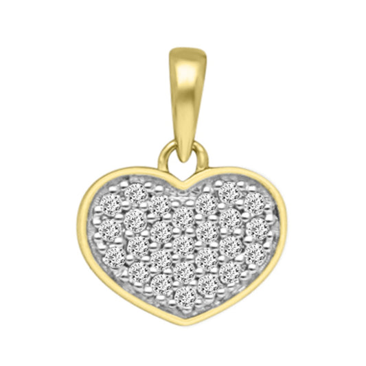 9ct Yellow Gold & Natural Diamonds Heart Pendant with 9ct Chain 0.14ct