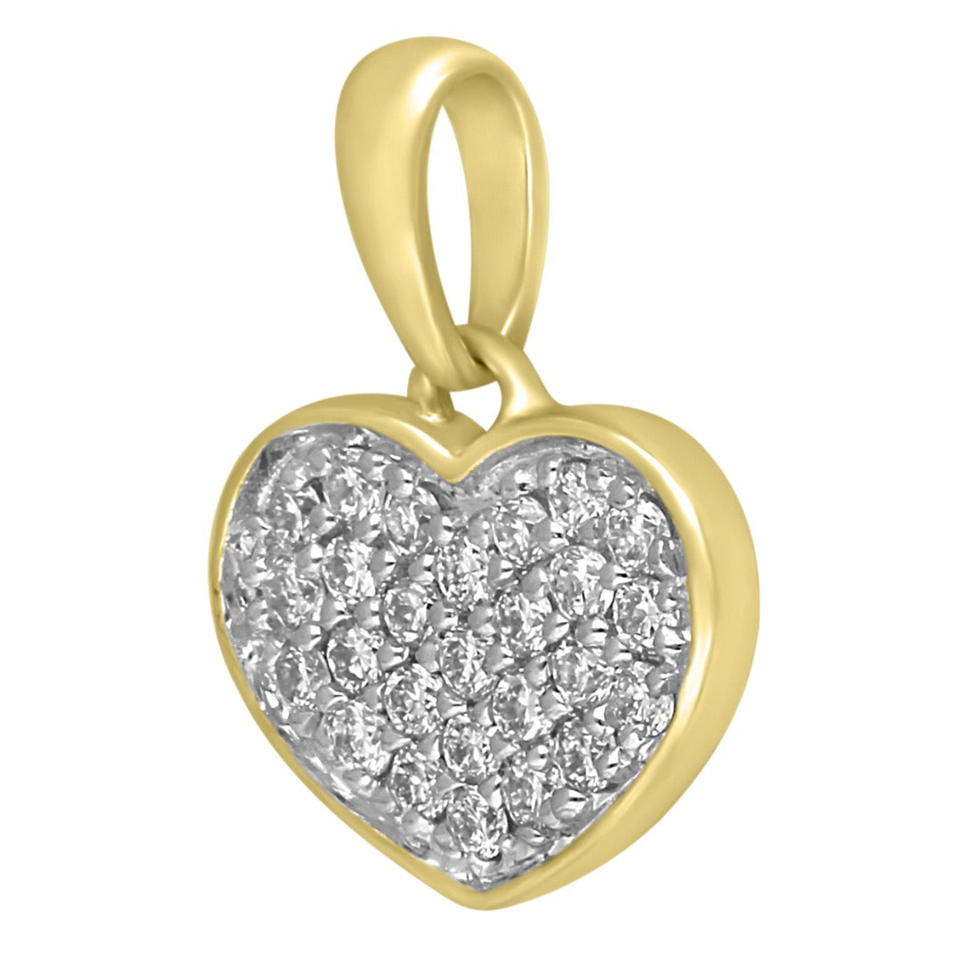 9ct Yellow Gold & Natural Diamonds Heart Pendant with 9ct Chain 0.14ct