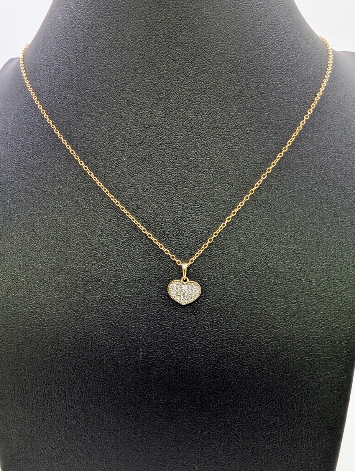 9ct Yellow Gold & Natural Diamonds Heart Pendant with 9ct Chain 0.14ct