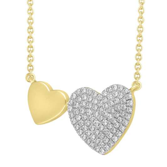 9ct / 9K Yellow Gold & Natural Diamonds Heart Pendant with 9ct Chain 0.25ct