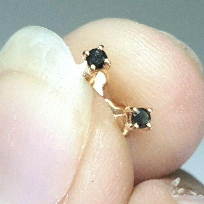 18ct Rose Gold Black Diamond Children's Earrings 0.10ct Child friendly safe & secure