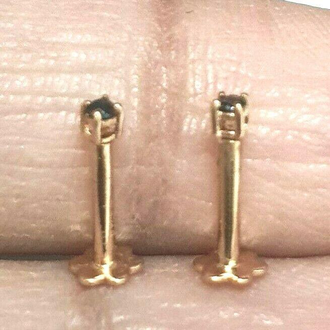 18ct Rose Gold Black Diamond Children's Earrings 0.10ct Child friendly safe & secure