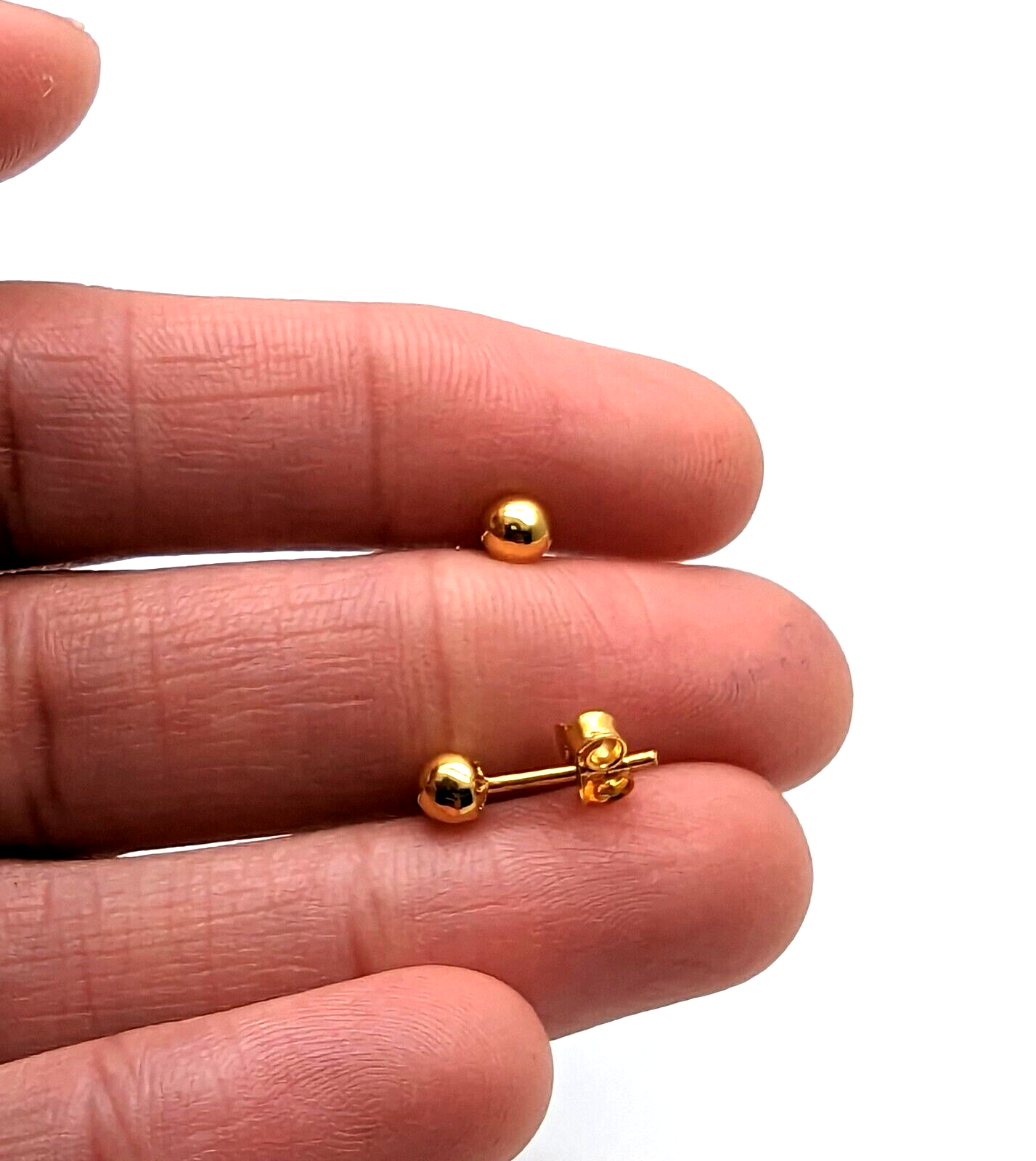 22ct Yellow Gold Round Plain Ball Stud Earrings